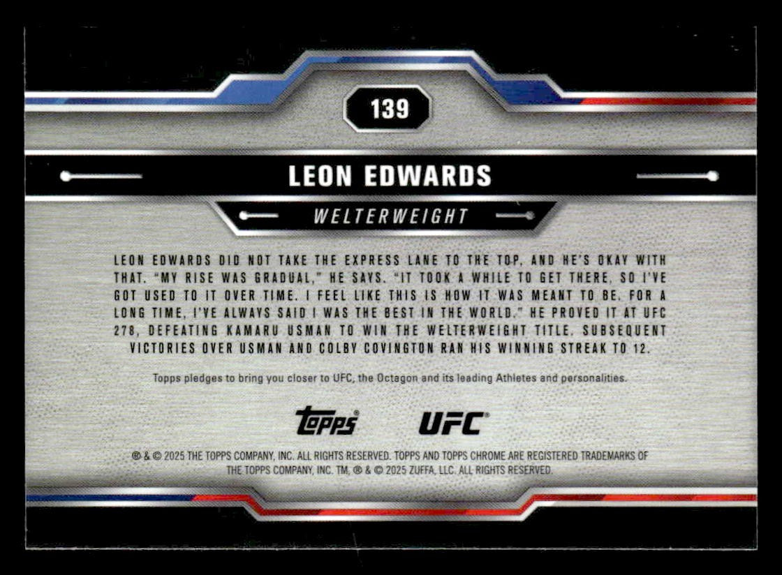 2025 Topps Chrome UFC #139 Leon Edwards