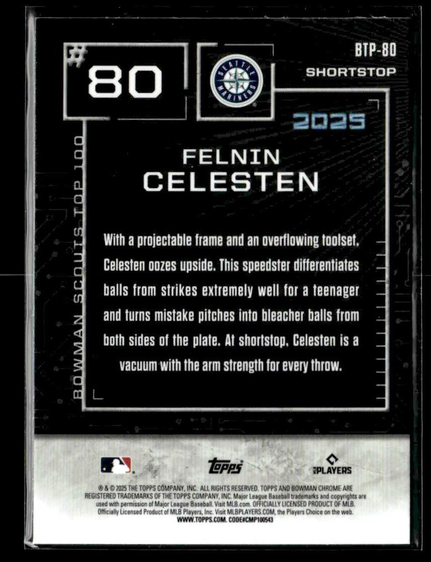 2025 Bowman #BTP-80 Felnin Celesten Bowman Scouts Top 100