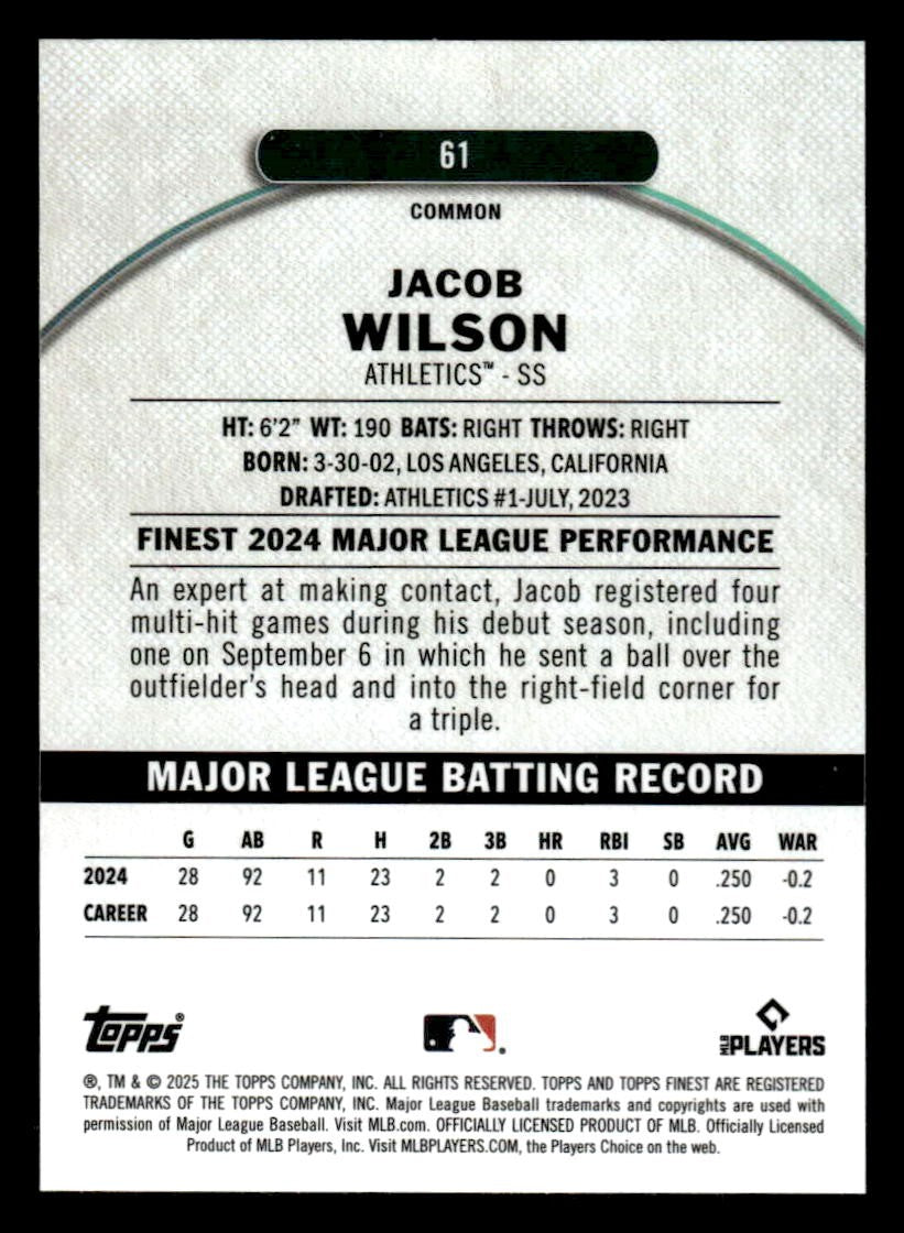 2025 Finest #61 Jacob Wilson