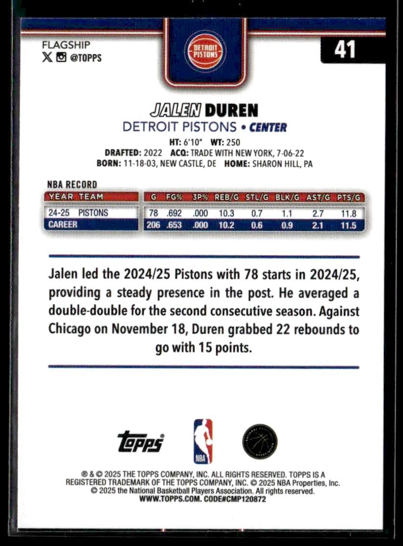 2025-26 Topps #41 Jalen Duren