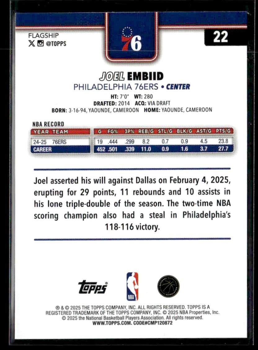 2025-26 Topps #22 Joel Embiid