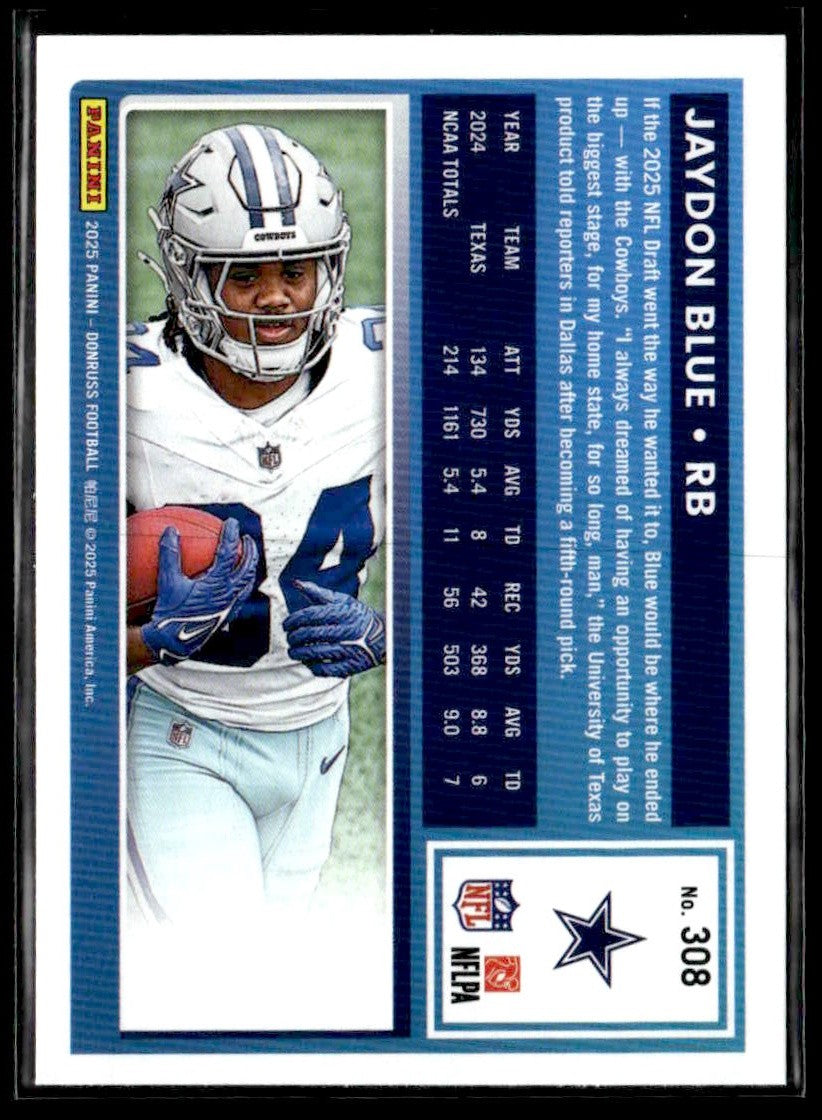 2025 Donruss #308 Jaydon Blue Rated Rookies Press Proof Red