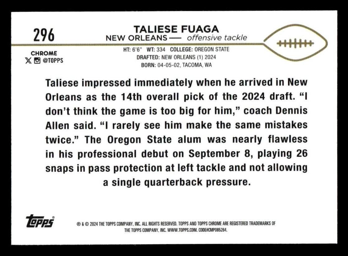 2024 Topps Chrome #296 Taliese Fuaga