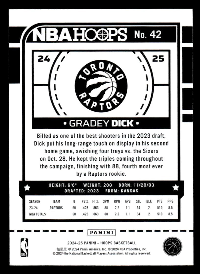 2024-25 Hoops #42 Gradey Dick