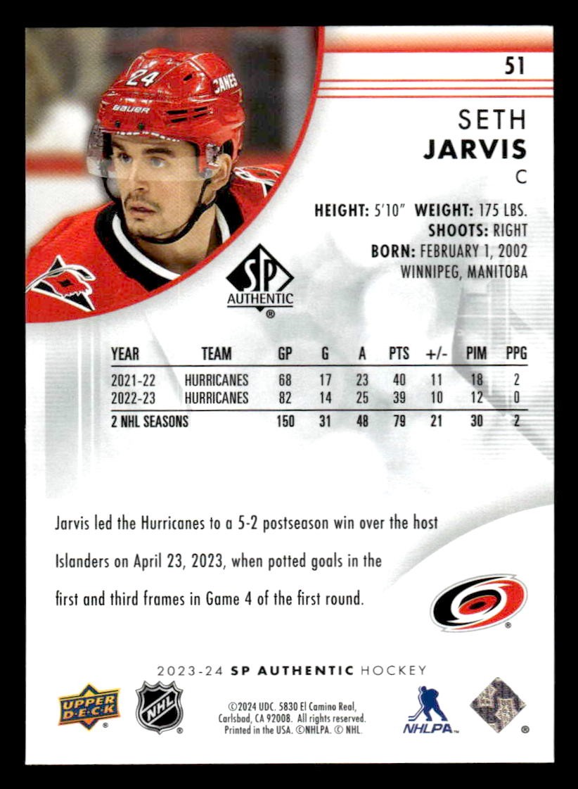 2023-24 SP Authentic #51 Seth Jarvis