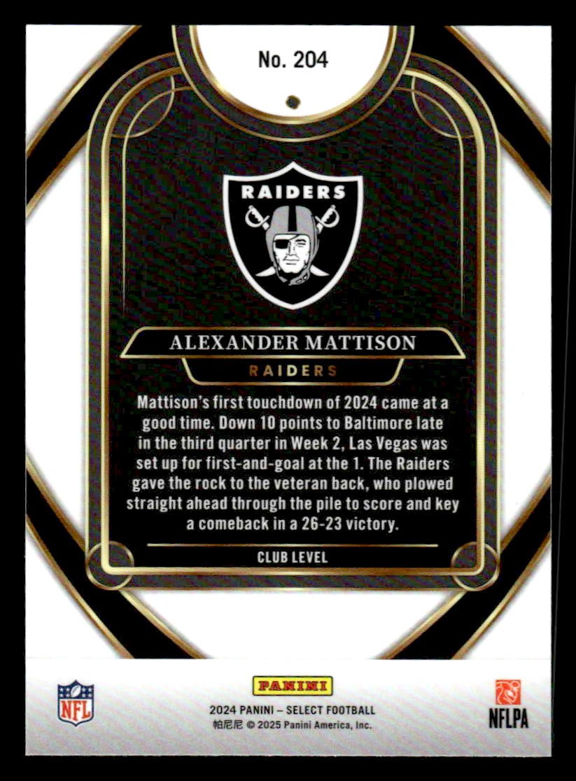 2024 Panini Select #204 Alexander Mattison