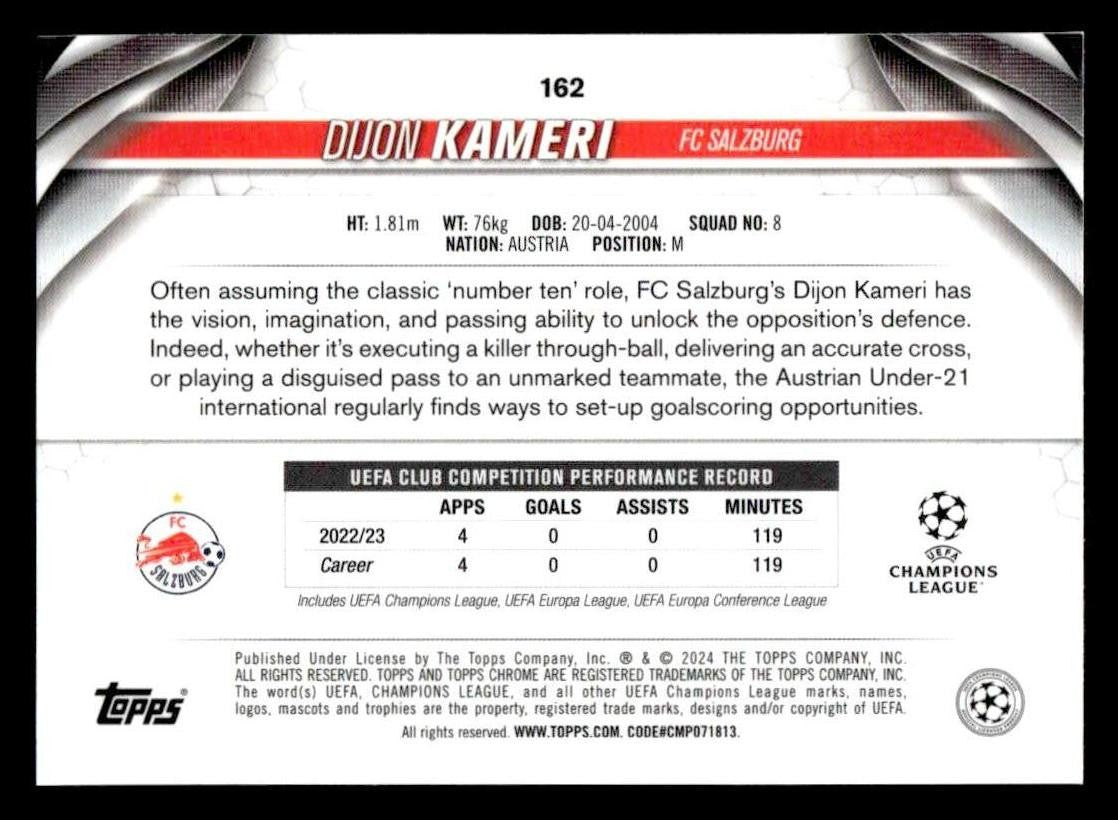2023-24 Topps Chrome UEFA Club Competitions #162 Dijon Kameri