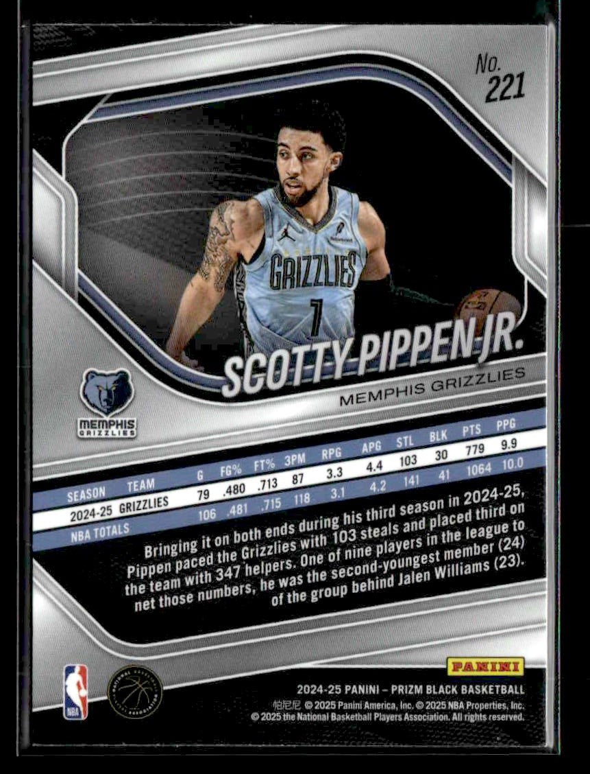 2024-25 Panini Prizm Black #221 Scotty Pippen Jr.