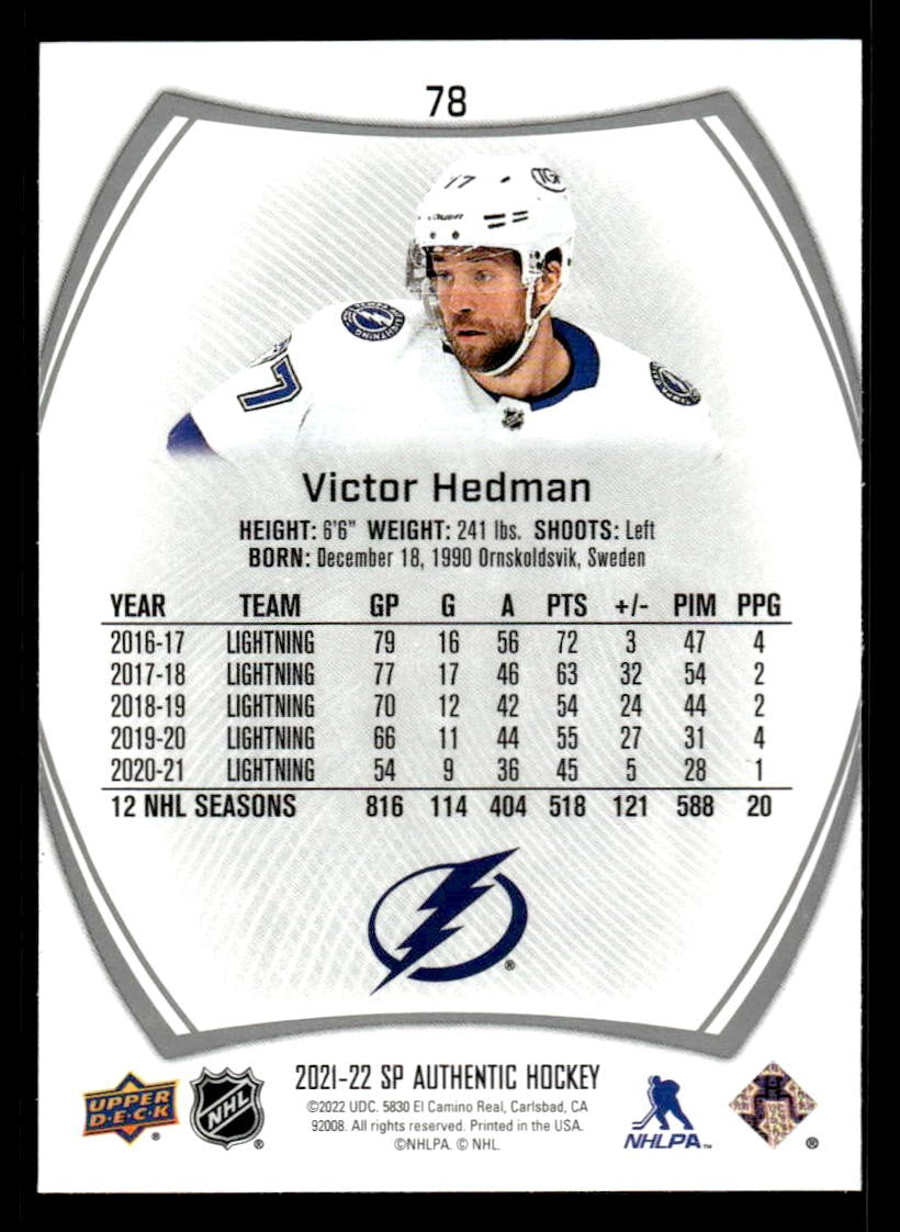 2021-22 SP Authentic #78 Victor Hedman