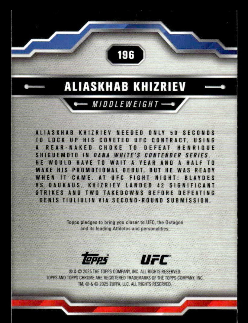 2025 Topps Chrome UFC #196 Aliaskhab Khizriev
