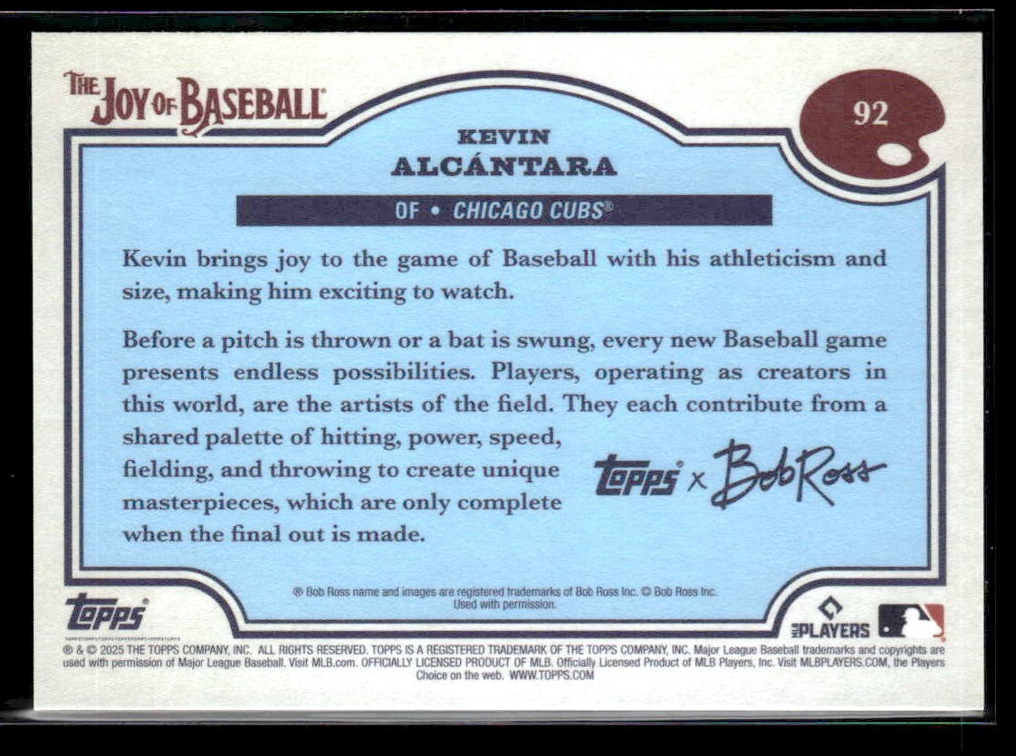 2025 Topps x Bob Ross: The Joy of Baseball #92 Kevin Alcántara