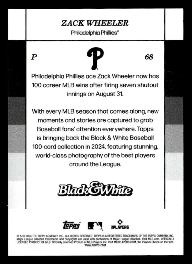 2024 Topps Black & White #68 Zack Wheeler