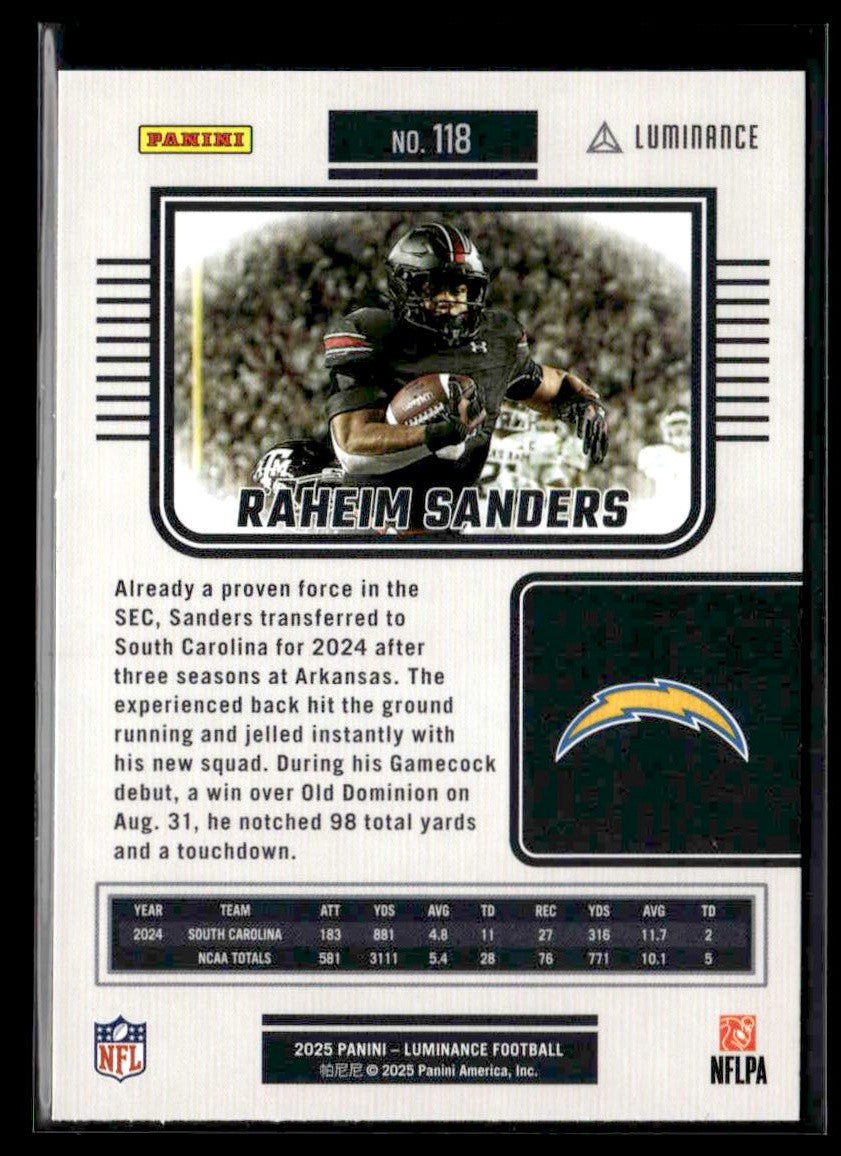 2025 Panini Luminance #118 Raheim Sanders