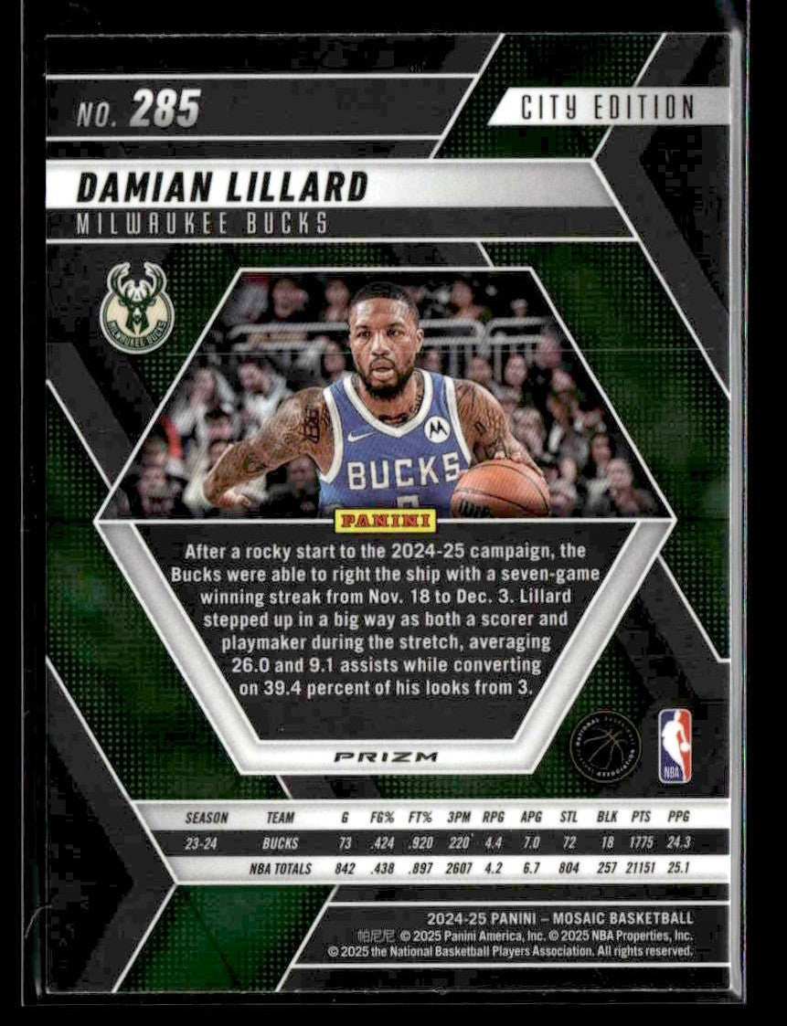 2024-25 Panini Mosaic #285 Damian Lillard Silver