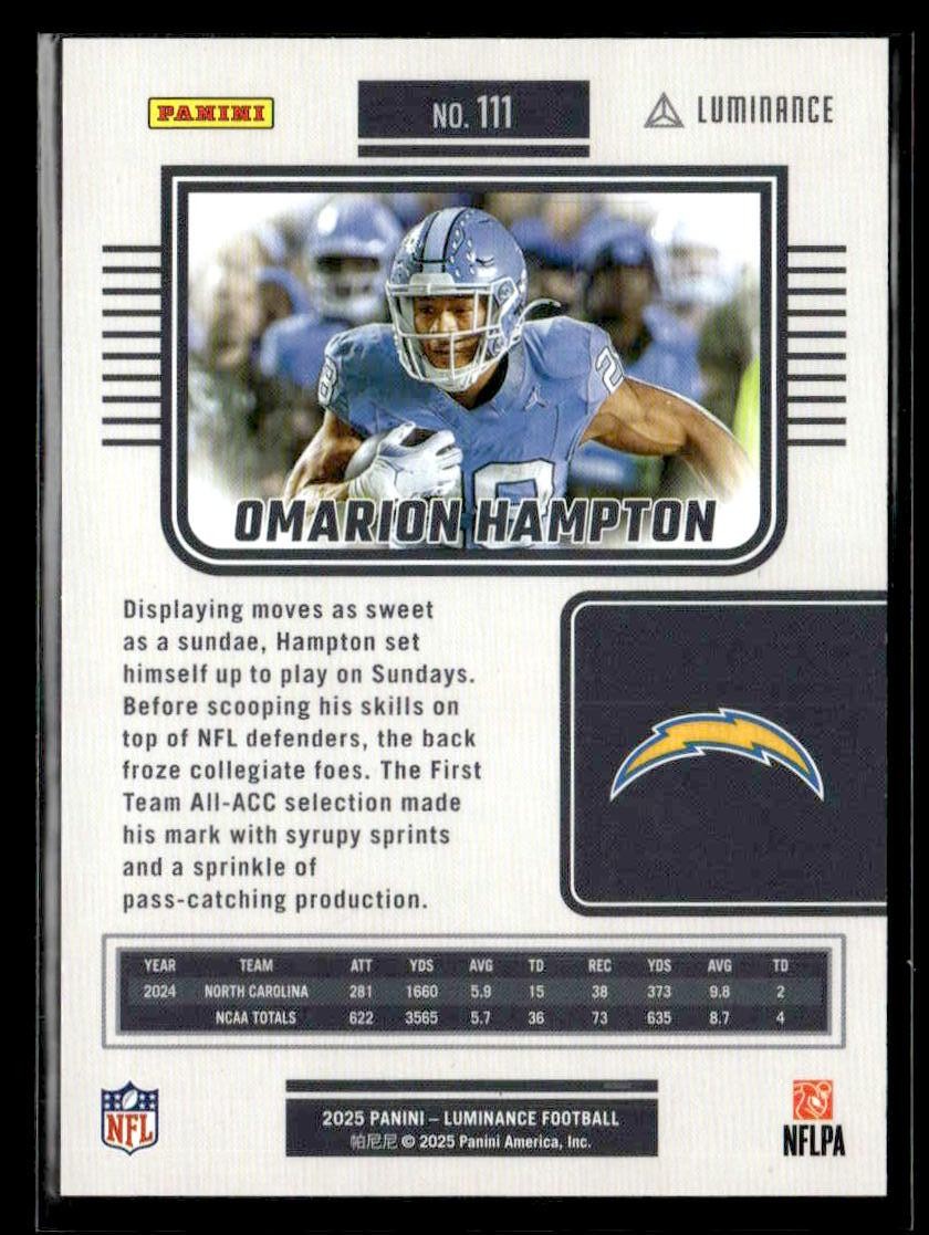 2025 Panini Luminance #111 Omarion Hampton Purple #/249