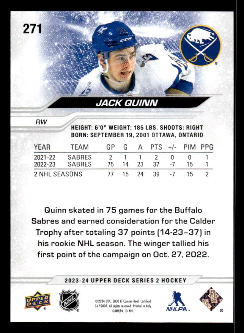 2023-24 Upper Deck #271 Jack Quinn