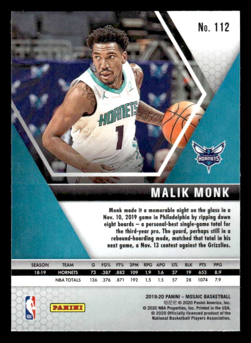 2019-20 Panini Mosaic #112 Malik Monk