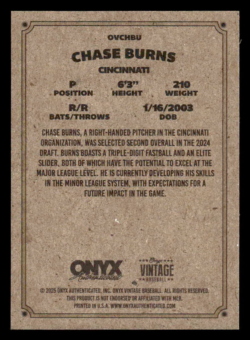 2025 Onyx Vintage #OVCHBU Chase Burns
