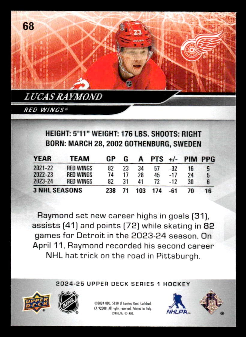 2024-25 Upper Deck #68 Lucas Raymond