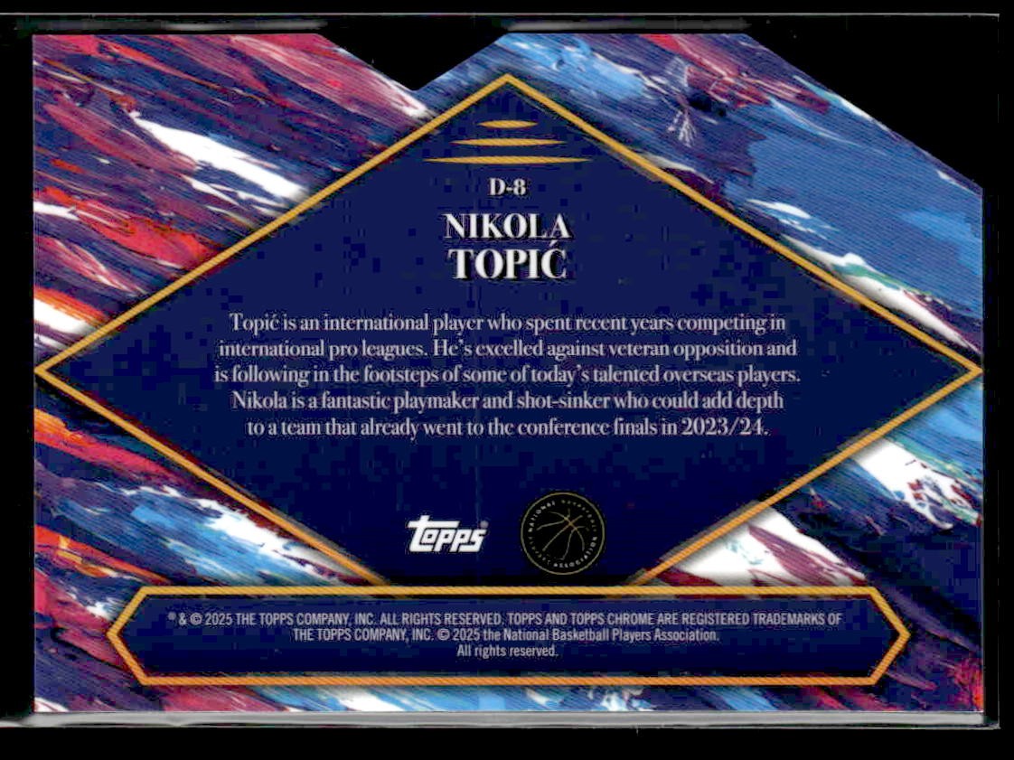2024-25 Topps Finest #D-8 Nikola Topić Debut