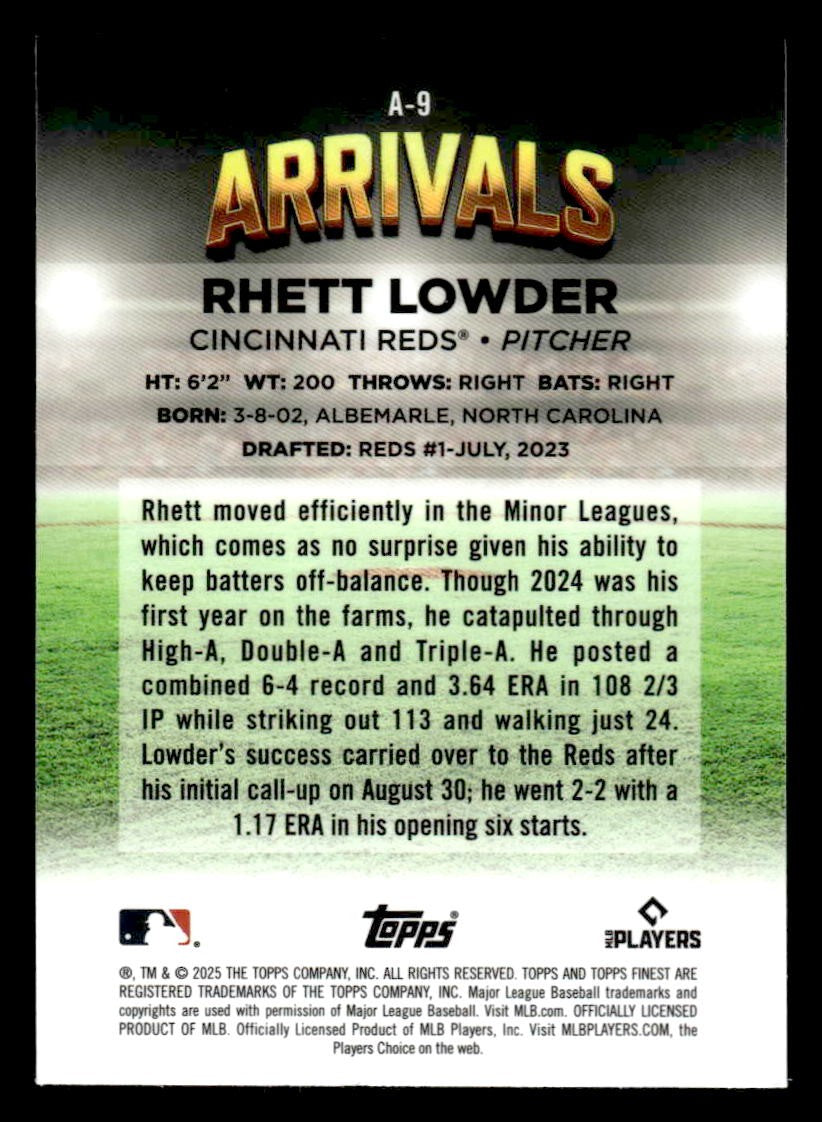2025 Finest #A-9 Rhett Lowder Arrivals