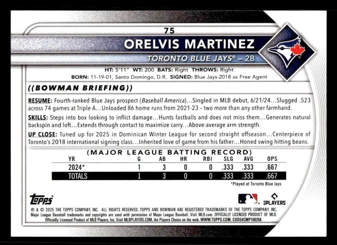 2025 Bowman #75 Orelvis Martinez