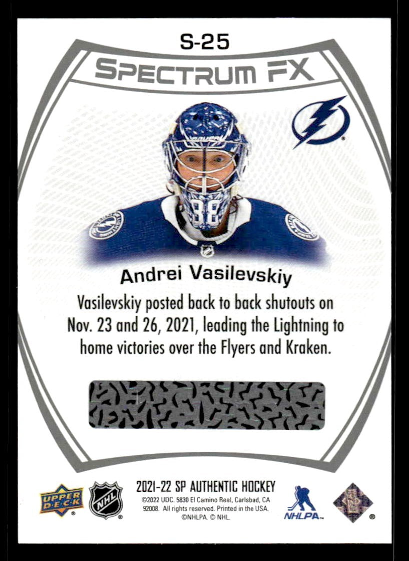 2021-22 SP Authentic #S-25 Andrei Vasilevskiy Spectrum FX