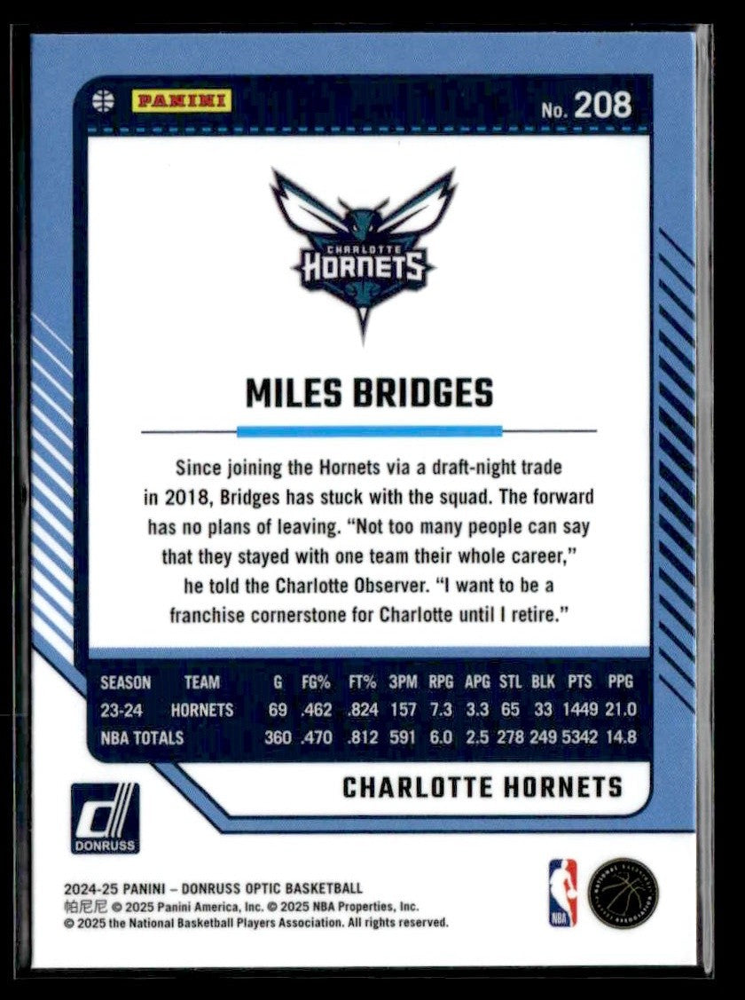 2024-25 Donruss Optic #208 Miles Bridges