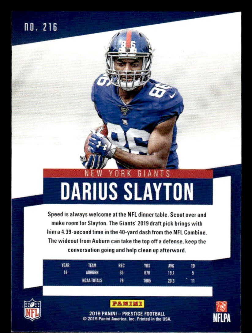 2019 Panini Prestige #216 Darius Slayton