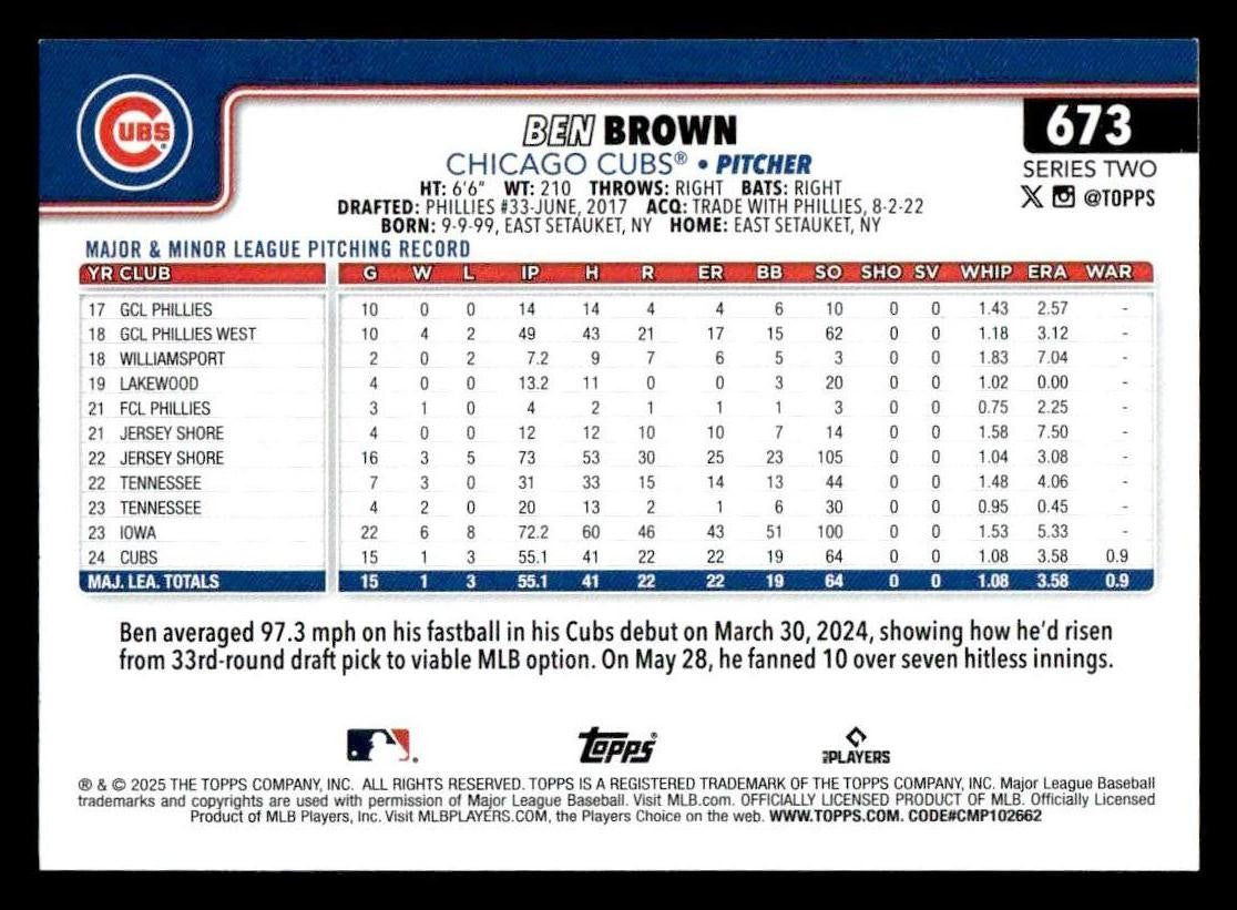 2025 Topps #673 Ben Brown