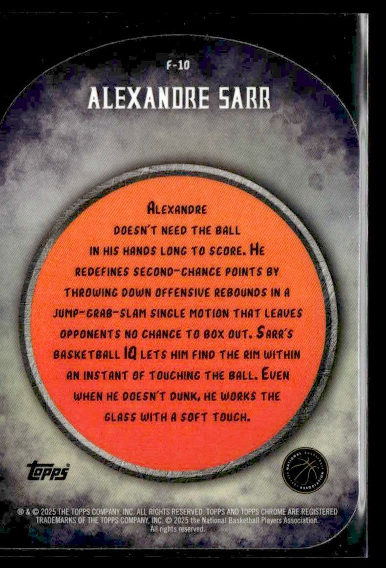 2024-25 Topps Finest #F-10 Alexandre Sarr Finishers