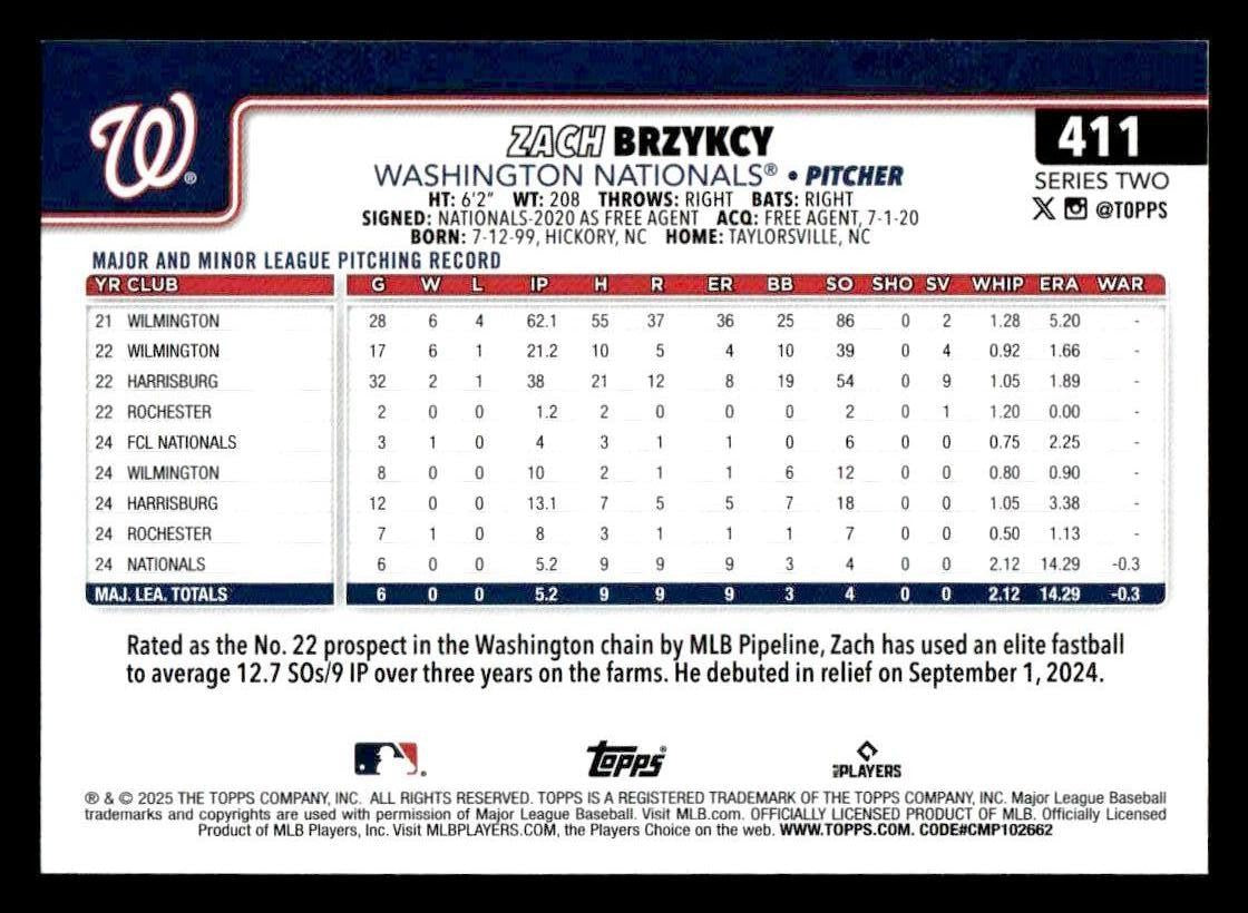 2025 Topps #411 Zach Brzykcy