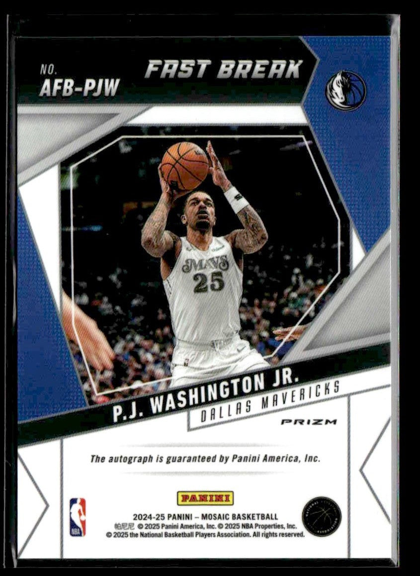 2024-25 Panini Mosaic #AFB-PJW PJ Washington Jr Fast Break Autos - Silver