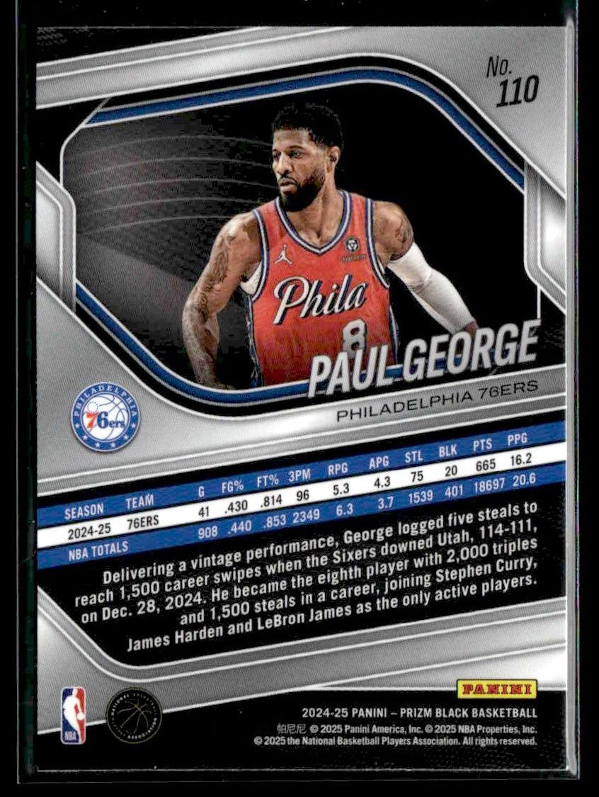 2024-25 Panini Prizm Black #110 Paul George