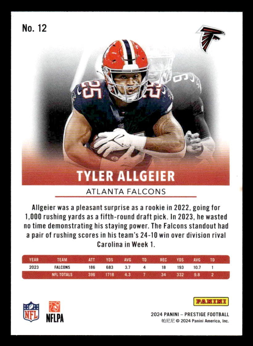 2024 Panini Prestige #12 Tyler Allgeier Hyper Xtra Points