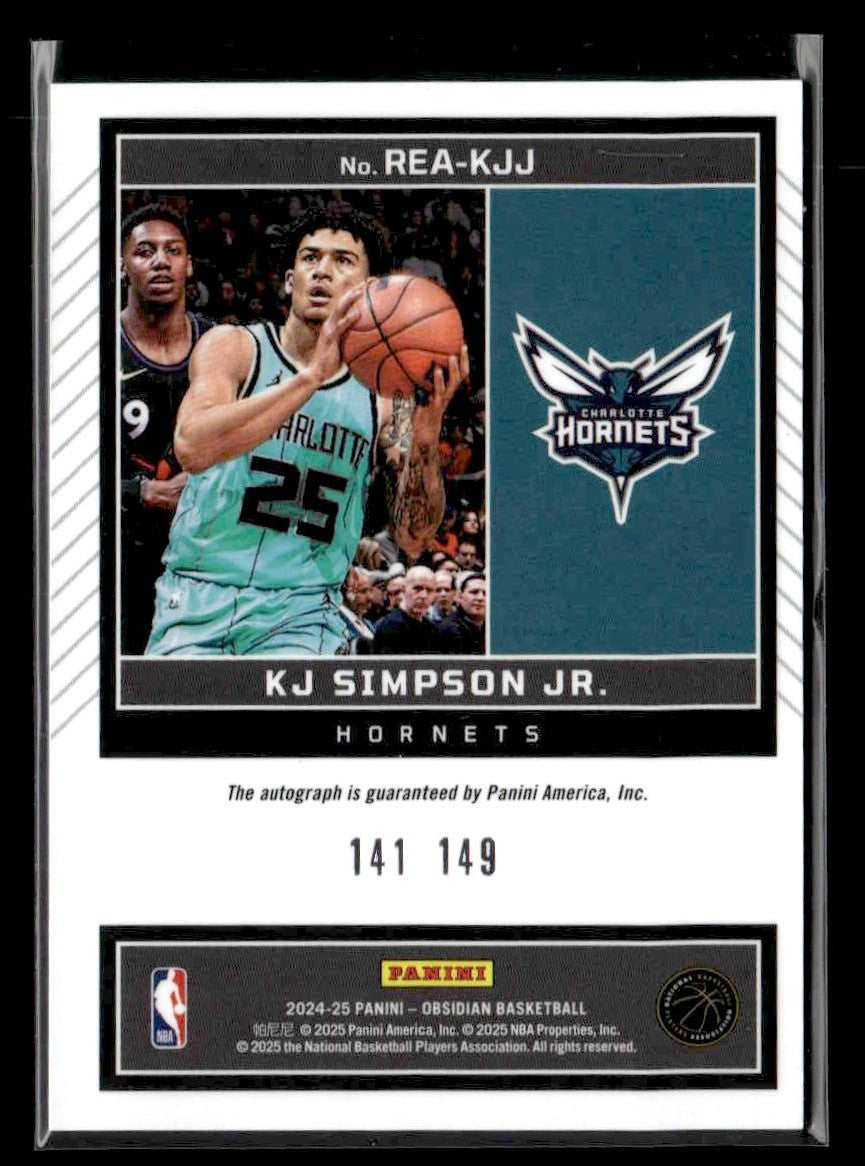 2024-25 Panini Obsidian #REA-KJJ KJ Simpson Jr Rookie Eruption Autos #141/149