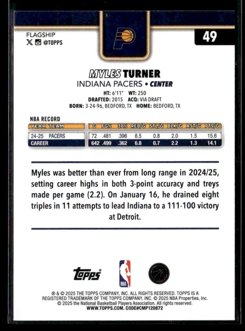 2025-26 Topps #49 Myles Turner