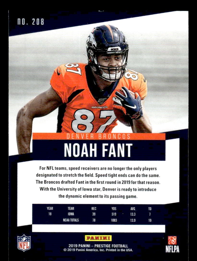 2019 Panini Prestige #208 Noah Fant