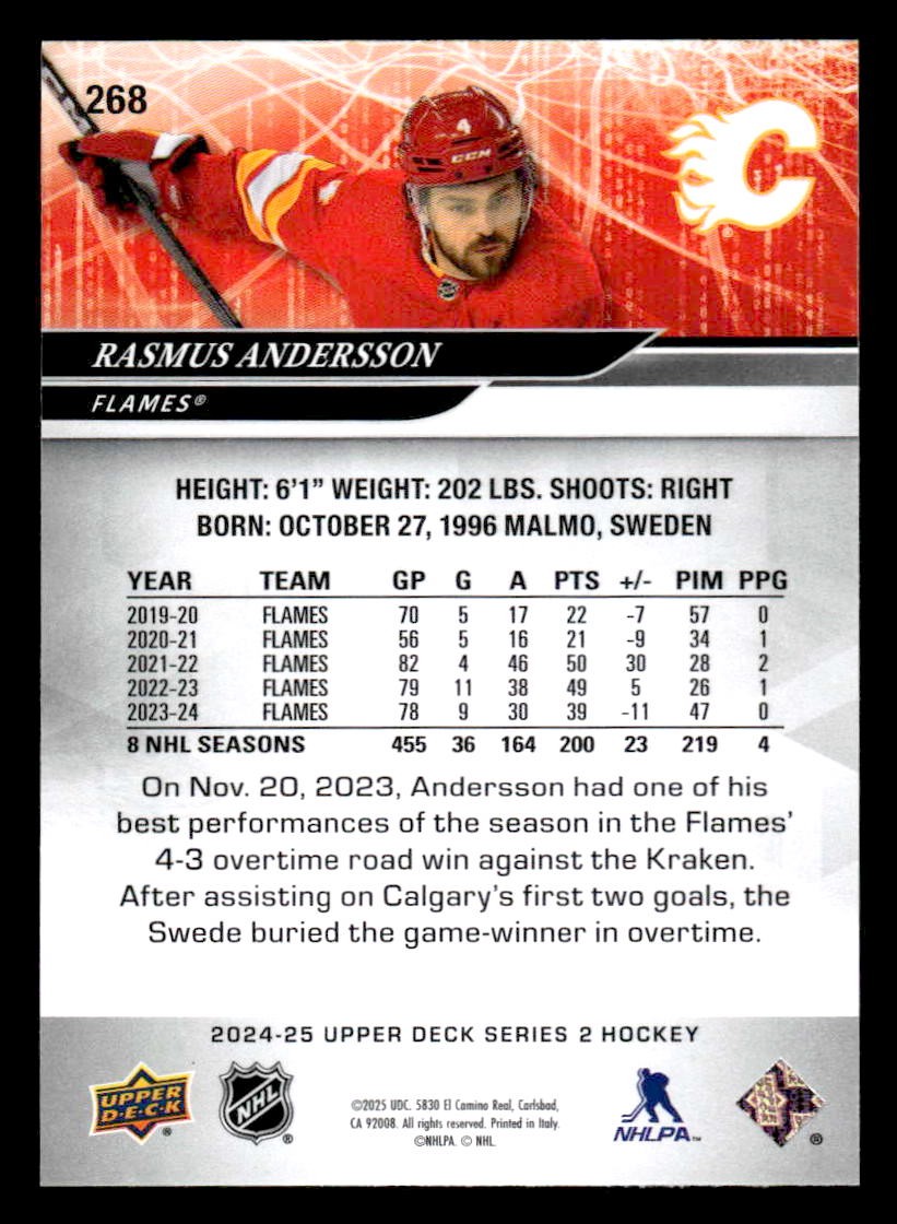 2024-25 Upper Deck #268 Rasmus Andersson