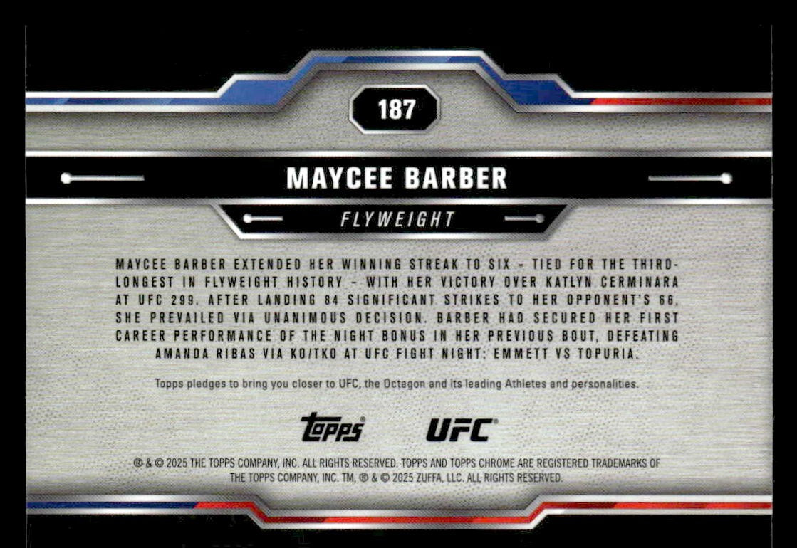 2025 Topps Chrome UFC #187 Maycee Barber