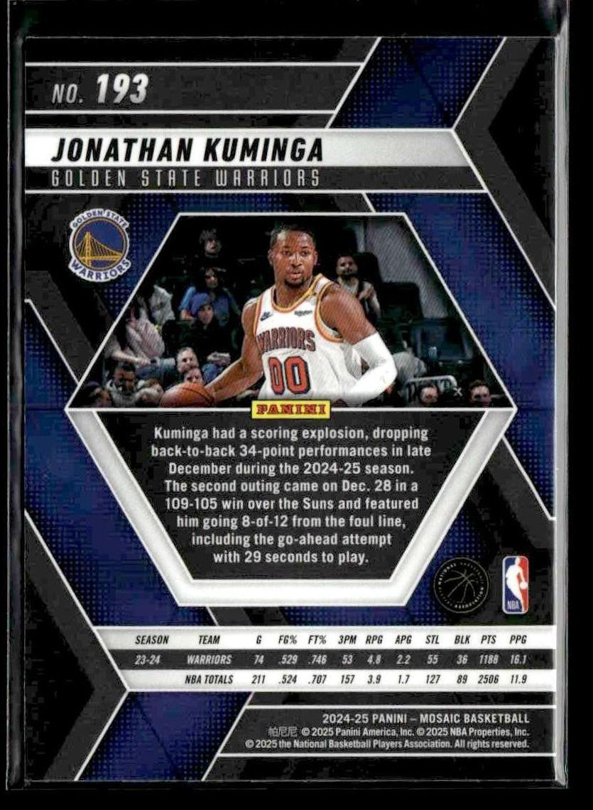 2024-25 Panini Mosaic #193 Jonathan Kuminga