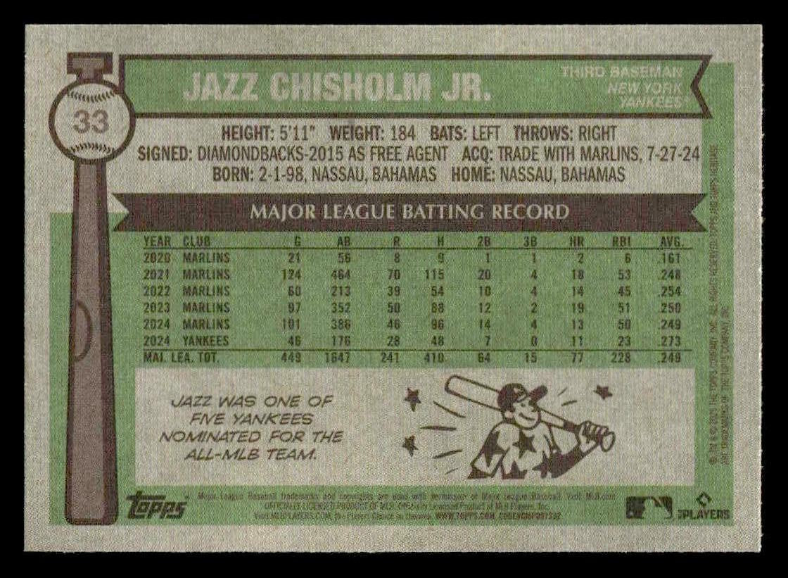 2025 Topps Heritage #33 Jazz Chisholm Jr.