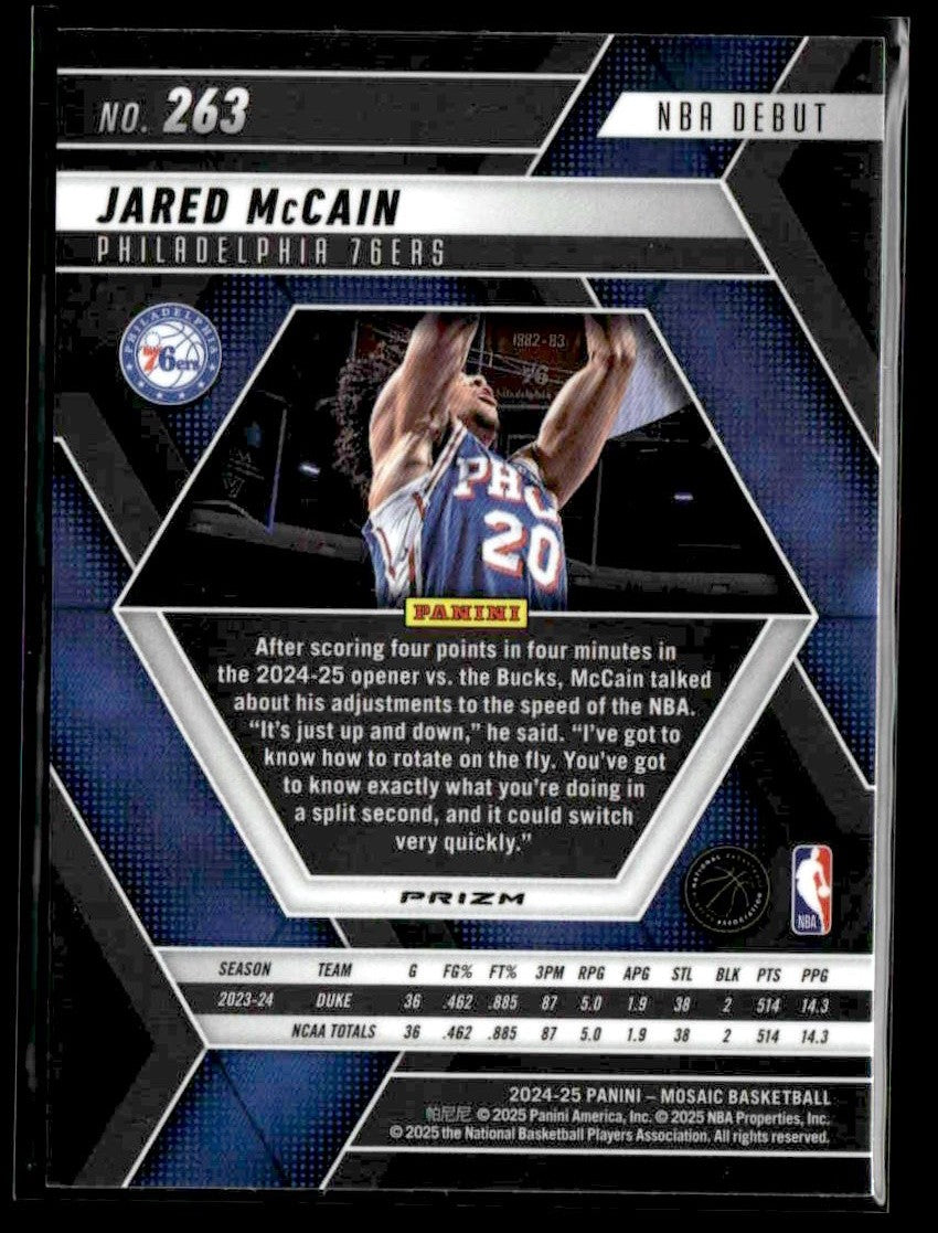 2024-25 Panini Mosaic #263 Jared McCain Choice Peacock Mosaic