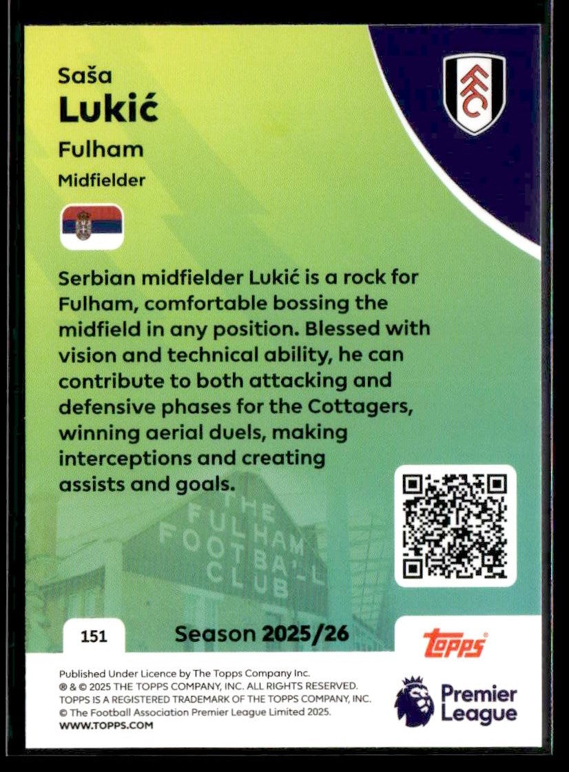 2025-26 Topps Premier League #151 Saša Lukić
