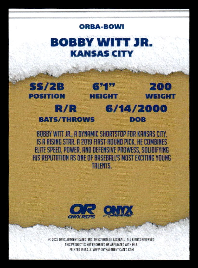 2025 Onyx Rips #ORBA-BOWI Bobby Witt Jr