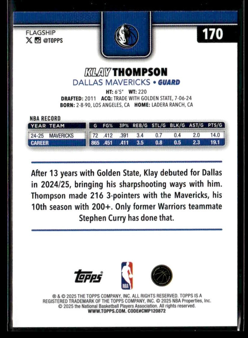 2025-26 Topps #170 Klay Thompson