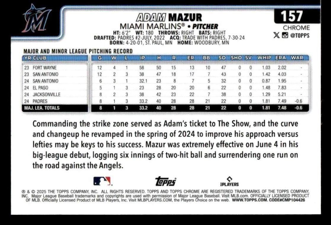 2025 Topps Chrome #157 Adam Mazur