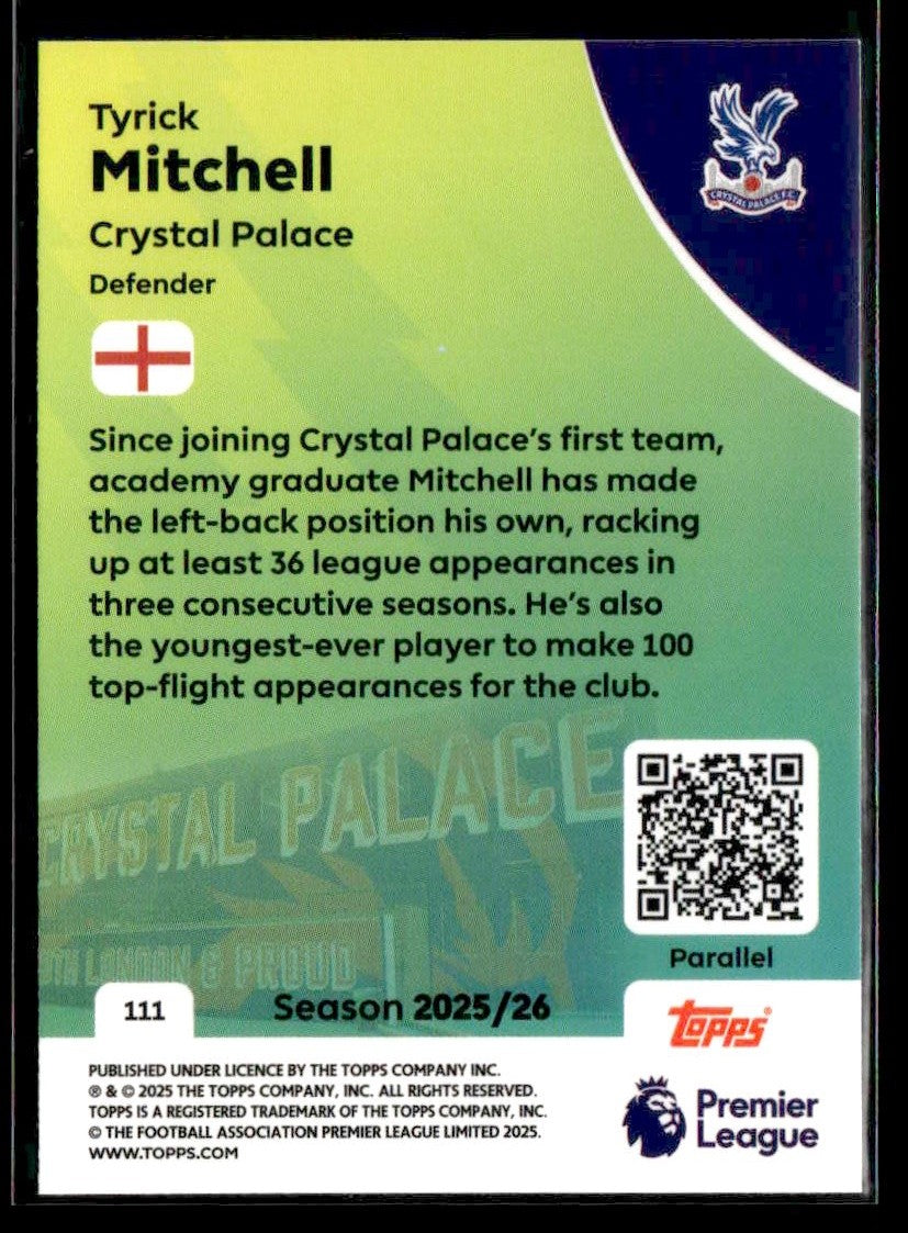 2025-26 Topps Premier League #111 Tyrick Mitchell Black & White Sparkle #/75