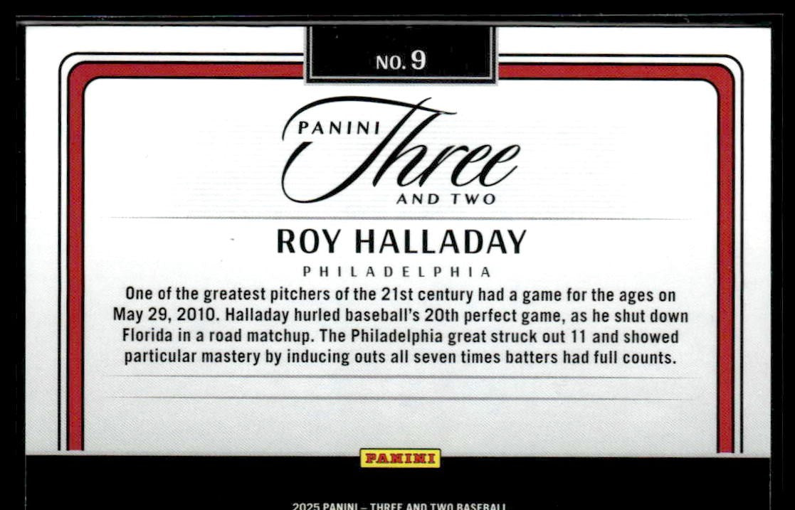 2025 Panini Three and Two #9 Roy Halladay Timeless Moments Emerald #5/5
