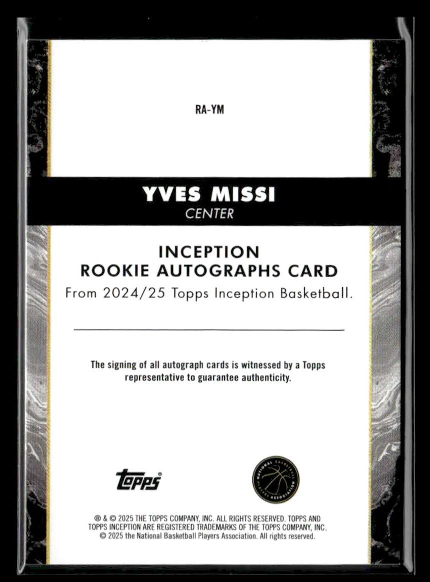 2025 Topps Inception #RA-YM Yves Missi Rookie Autographs